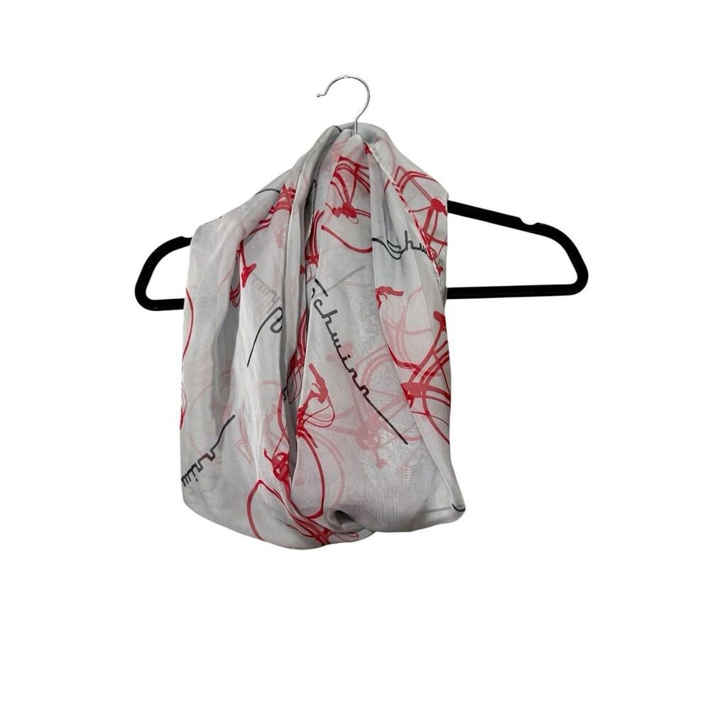 Schwinn Bicycle Infinity Scarf Gray Red Bike Print Cycling Logo 78 x 25